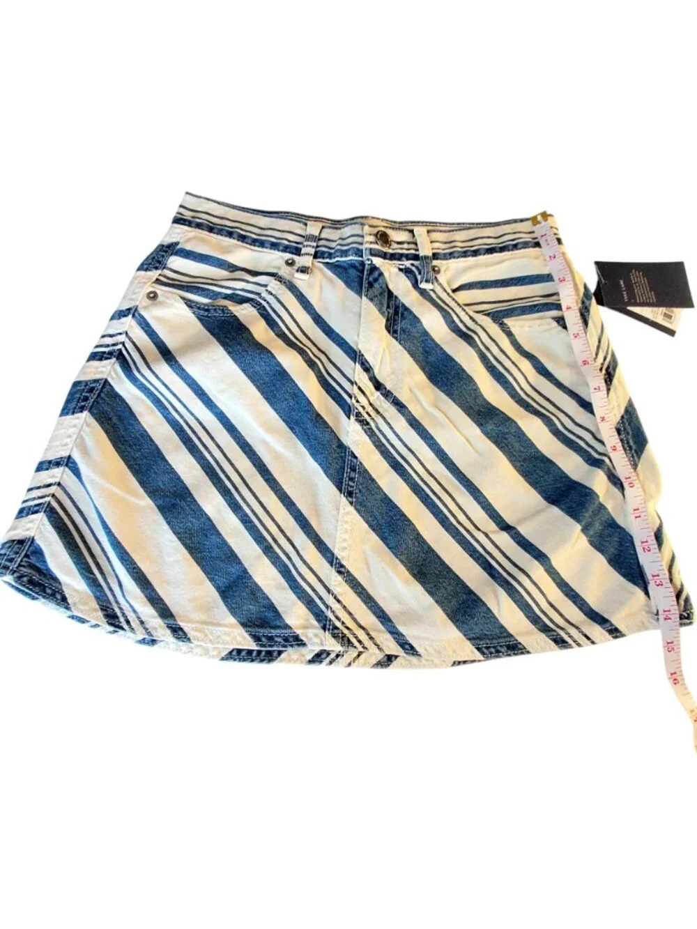 UniversalThread Womens Striped Mini Skirt 78% Cotton 22% Lyocell Blue & White 4